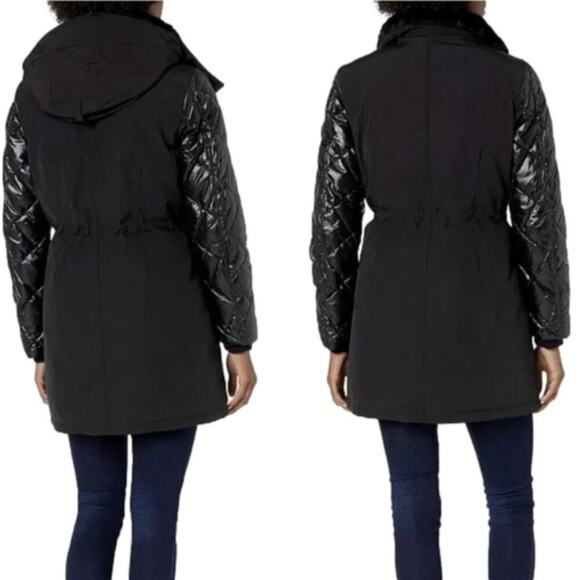 Calvin Klein Anorack Parka Faux Fur Removable Hood Puffer Coat Size L MSRP: $340 - Picture 2 of 12